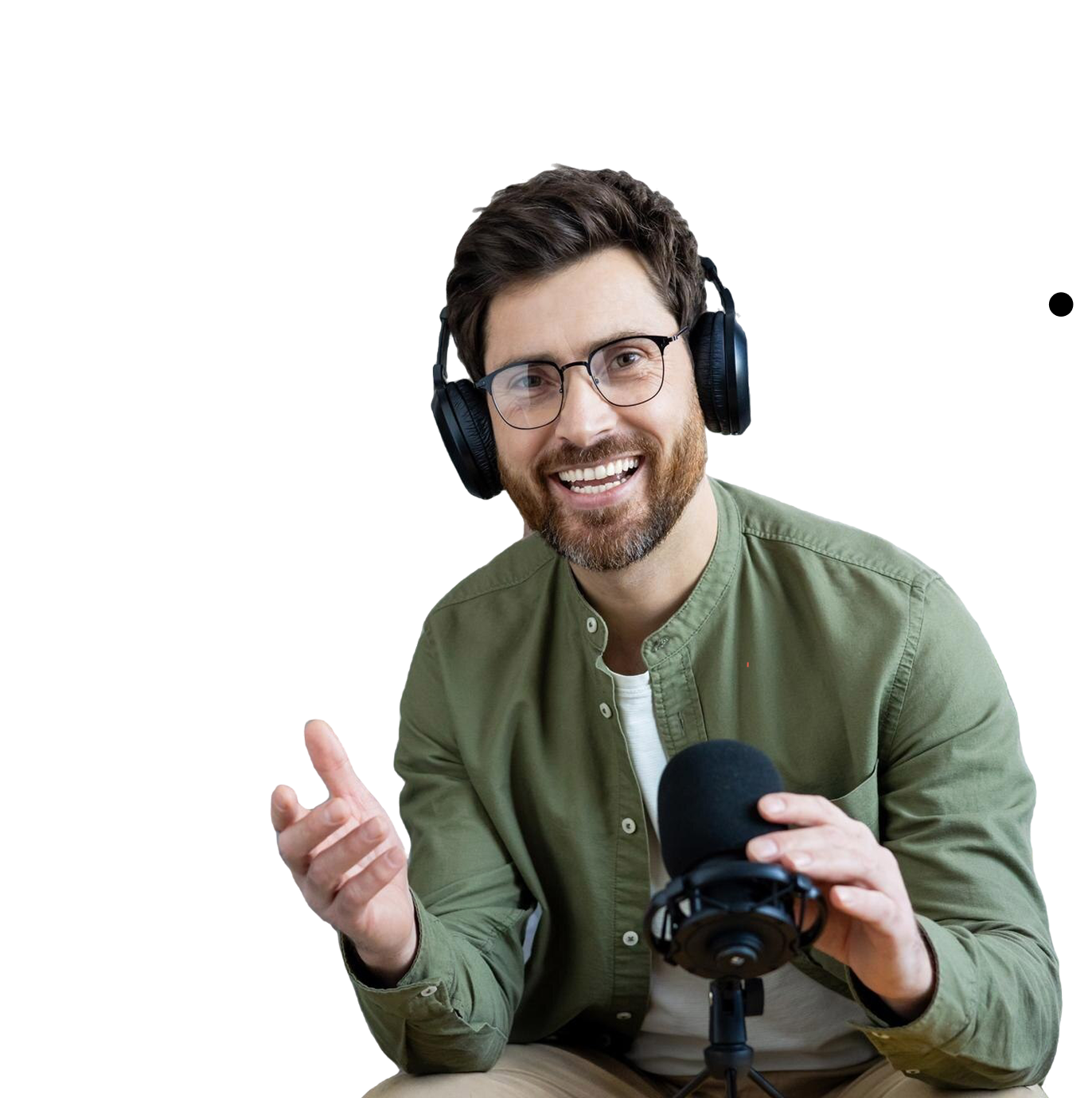 Guy podcasting on Tech.Talk